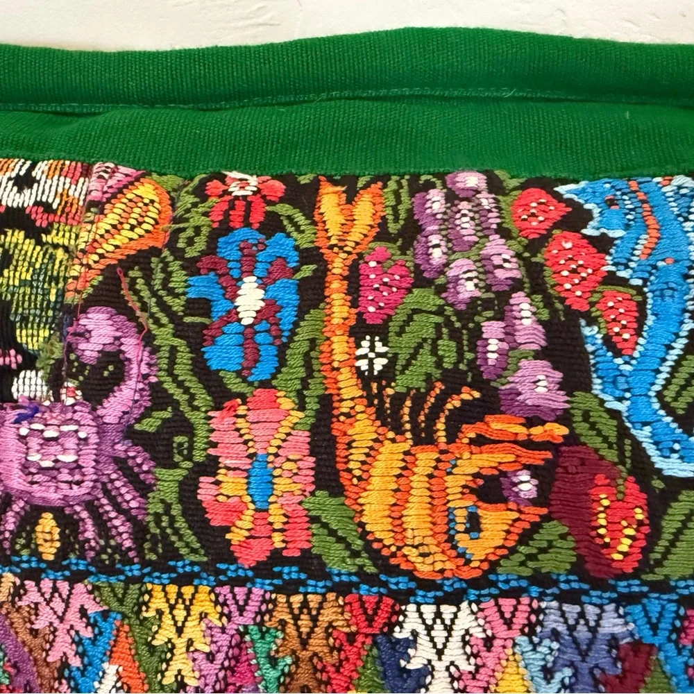 Guatemala handmade Embroidered Throw Pillows pair‎ 18x18” zip birds crab floral